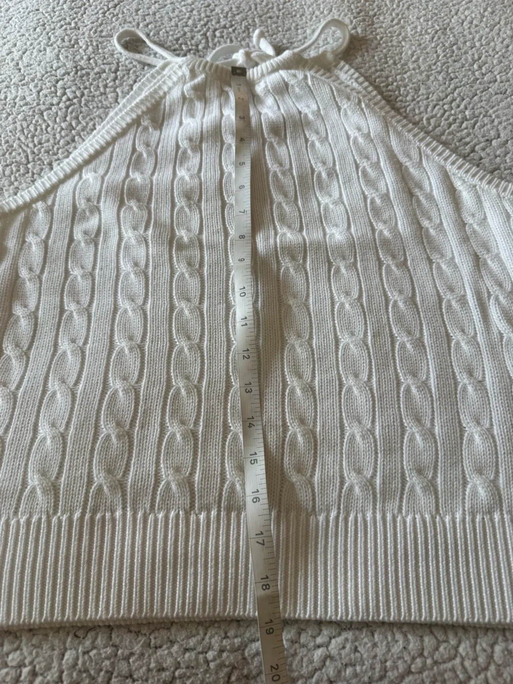 Ralph Lauren Blue Label White Cable-Knit Sleeveless Halter-Neck Tie Top Size L - Picture 8 of 8